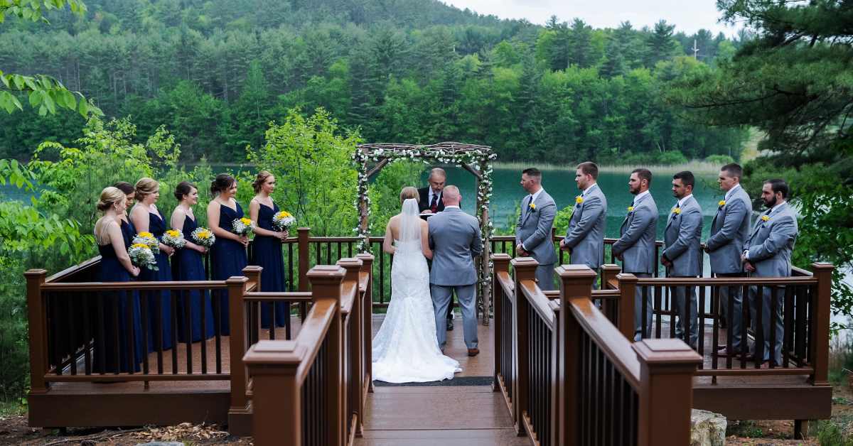 small wedding overlooking a lake